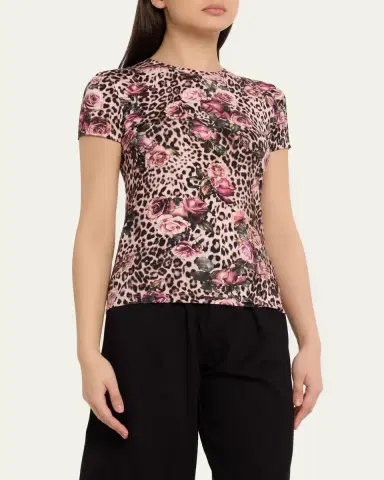 L'Agence Ressi Short-Sleeve Floral Leopard Tee | Thumbnail 4 L'Agence Ressi Short-Sleeve Floral Leopard Tee | Thumbnail 4