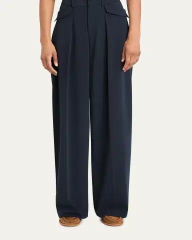 Cinq à Sept Leora Pleated Wide-Leg Trousers | Thumbnail 3 Cinq à Sept Leora Pleated Wide-Leg Trousers | Thumbnail 3