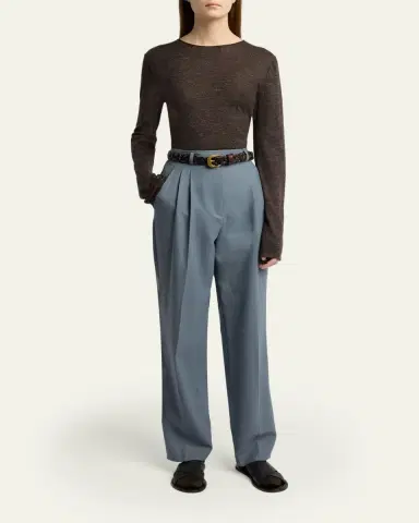 The Row Nile Cashmere, Silk, and Linen Long-Sleeve Top | Thumbnail 2 The Row Nile Cashmere, Silk, and Linen Long-Sleeve Top | Thumbnail 2