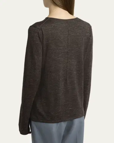 The Row Nile Cashmere, Silk, and Linen Long-Sleeve Top | Thumbnail 3 The Row Nile Cashmere, Silk, and Linen Long-Sleeve Top | Thumbnail 3