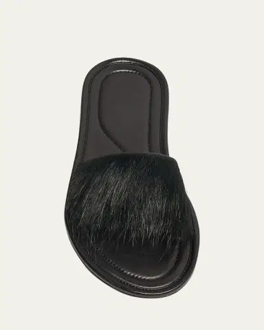 THE ROW Malick Calf Hair Flat Slide Sandals | Thumbnail 2 THE ROW Malick Calf Hair Flat Slide Sandals | Thumbnail 2