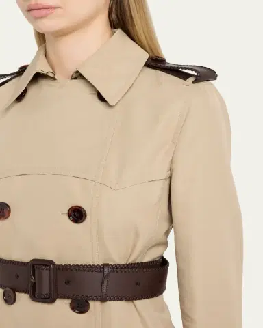 Burberry Foxfield Leather-Trim Double-Breasted Trench Coat | Thumbnail 5 Burberry Foxfield Leather-Trim Double-Breasted Trench Coat | Thumbnail 5