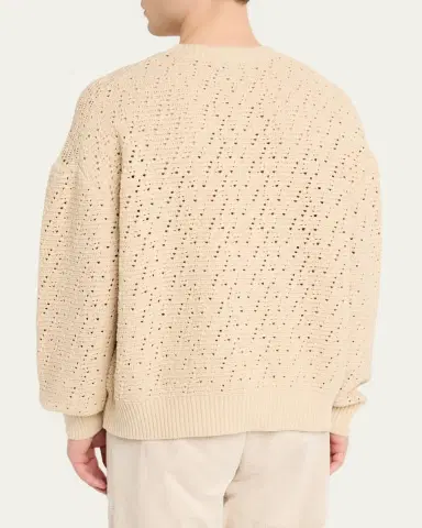 Frame Men's Crochet Cotton Crewneck Sweater | Thumbnail 3 Frame Men's Crochet Cotton Crewneck Sweater | Thumbnail 3