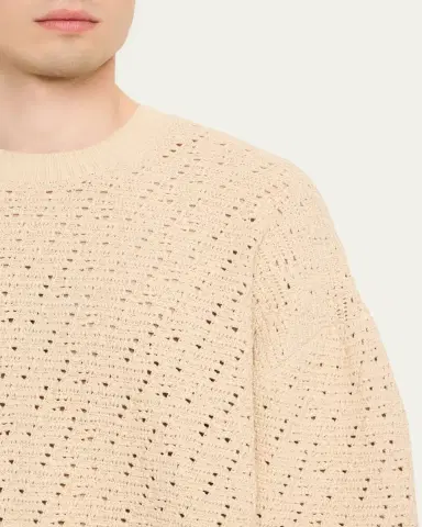 Frame Men's Crochet Cotton Crewneck Sweater | Thumbnail 5 Frame Men's Crochet Cotton Crewneck Sweater | Thumbnail 5