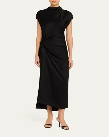 A.L.C. Alma Draped Satin Viscose Dress | Thumbnail 2 A.L.C. Alma Draped Satin Viscose Dress | Thumbnail 2