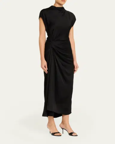 A.L.C. Alma Draped Satin Viscose Dress | Thumbnail 4 A.L.C. Alma Draped Satin Viscose Dress | Thumbnail 4