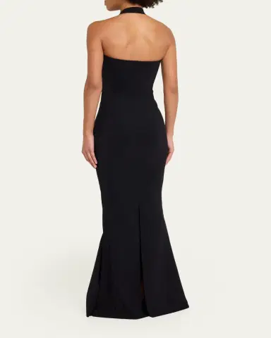 Chiara Boni La Petite Robe Yanar Beaded Mermaid Halter Gown | Thumbnail 3 Chiara Boni La Petite Robe Yanar Beaded Mermaid Halter Gown | Thumbnail 3