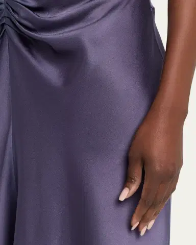 Victoria Beckham Gathered Waist Flutter-Sleeve Satin Gown | Thumbnail 5 Victoria Beckham Gathered Waist Flutter-Sleeve Satin Gown | Thumbnail 5