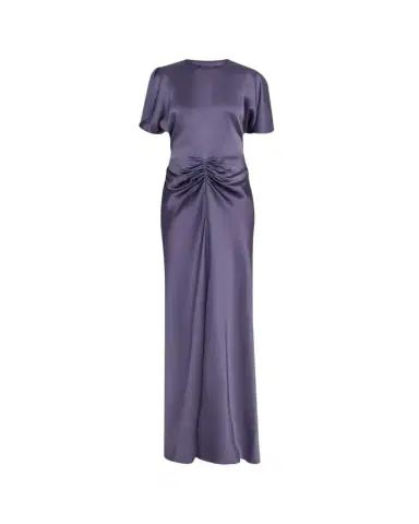 Victoria Beckham Gathered Waist Flutter-Sleeve Satin Gown | Thumbnail 1 Victoria Beckham Gathered Waist Flutter-Sleeve Satin Gown | Thumbnail 1
