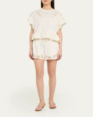 Ulla Johnson Vedi Embroidered Drawstring Shorts | Thumbnail 2 Ulla Johnson Vedi Embroidered Drawstring Shorts | Thumbnail 2