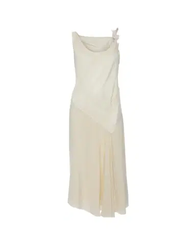 Victoria Beckham Asymmetric Lace-Trim Sleeveless Midi Dress | Thumbnail 1 Victoria Beckham Asymmetric Lace-Trim Sleeveless Midi Dress | Thumbnail 1