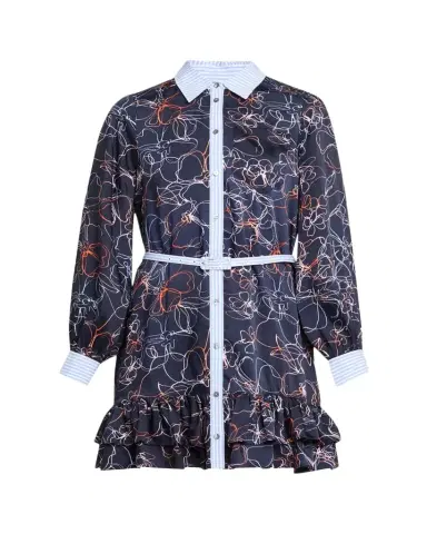 Cinq à Sept Malva Floral Linework Mini Shirtdress | Thumbnail 1 Cinq à Sept Malva Floral Linework Mini Shirtdress | Thumbnail 1