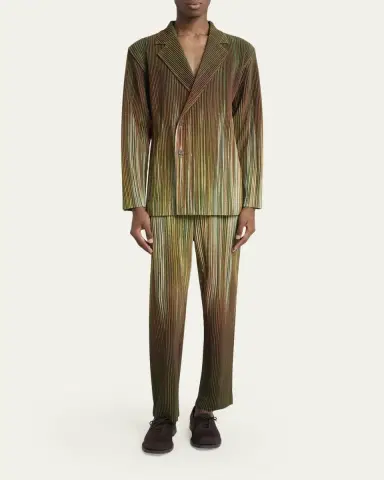 Homme Plissé Issey Miyake Men's Paintbrush Agate-Print Pleated Single-Breasted Blazer | Thumbnail 2 Homme Plissé Issey Miyake Men's Paintbrush Agate-Print Pleated Single-Breasted Blazer | Thumbnail 2