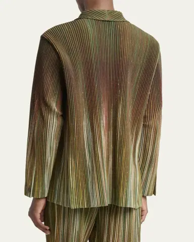 Homme Plissé Issey Miyake Men's Paintbrush Agate-Print Pleated Single-Breasted Blazer | Thumbnail 3 Homme Plissé Issey Miyake Men's Paintbrush Agate-Print Pleated Single-Breasted Blazer | Thumbnail 3