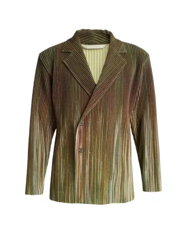 Homme Plissé Issey Miyake Men's Paintbrush Agate-Print Pleated Single-Breasted Blazer | Thumbnail 1 Homme Plissé Issey Miyake Men's Paintbrush Agate-Print Pleated Single-Breasted Blazer | Thumbnail 1