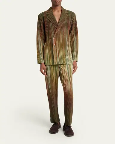 Homme Plissé Issey Miyake Men's Paintbrush Agate-Print Pleated Trousers | Thumbnail 2 Homme Plissé Issey Miyake Men's Paintbrush Agate-Print Pleated Trousers | Thumbnail 2