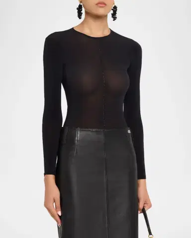 Wolford Crystal String Buenos Aires Long-Sleeve Bodysuit | Thumbnail 3 Wolford Crystal String Buenos Aires Long-Sleeve Bodysuit | Thumbnail 3