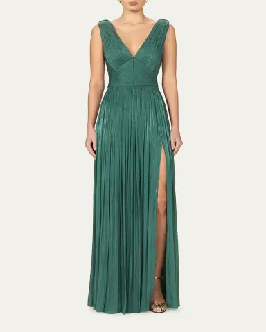 Costarellos Anilia Pleated Silk Sleeveless Slit Gown | Thumbnail 2 Costarellos Anilia Pleated Silk Sleeveless Slit Gown | Thumbnail 2