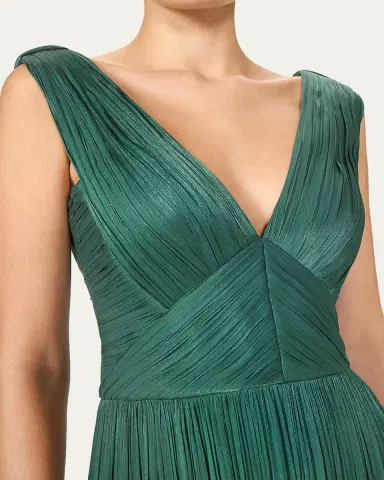 Costarellos Anilia Pleated Silk Sleeveless Slit Gown | Thumbnail 4 Costarellos Anilia Pleated Silk Sleeveless Slit Gown | Thumbnail 4