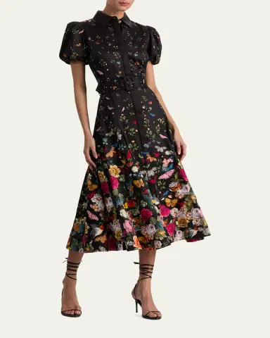 ALICE + OLIVIA Henrietta Belted Midi Dress | Thumbnail 2 ALICE + OLIVIA Henrietta Belted Midi Dress | Thumbnail 2