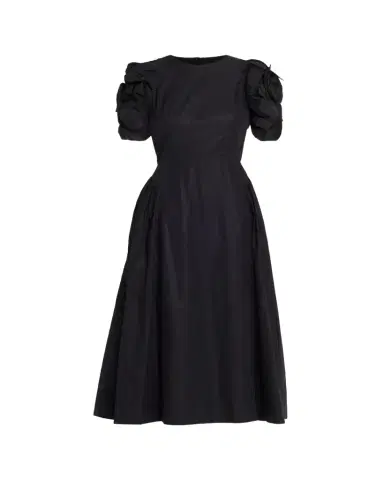 Simone Rocha Rose Puff-Sleeve Fit-And-Flare Midi Dress | Thumbnail 1 Simone Rocha Rose Puff-Sleeve Fit-And-Flare Midi Dress | Thumbnail 1