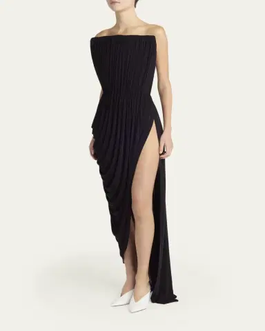 Stella McCartney Strapless Draped Crepe Jersey Slit Gown | Thumbnail 4 Stella McCartney Strapless Draped Crepe Jersey Slit Gown | Thumbnail 4