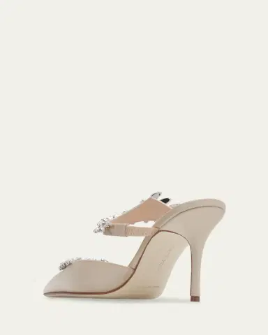 Manolo Blahnik 90mm Lurum Embellished Satin Mule Pumps | Thumbnail 2 Manolo Blahnik 90mm Lurum Embellished Satin Mule Pumps | Thumbnail 2