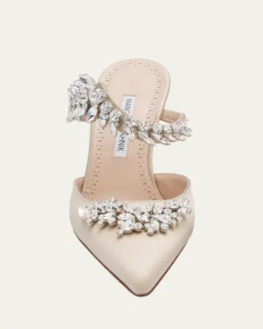 Manolo Blahnik 90mm Lurum Embellished Satin Mule Pumps | Thumbnail 3 Manolo Blahnik 90mm Lurum Embellished Satin Mule Pumps | Thumbnail 3