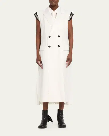 Sacai Scarf-Neck Double-Breasted Suiting Vest | Thumbnail 2 Sacai Scarf-Neck Double-Breasted Suiting Vest | Thumbnail 2
