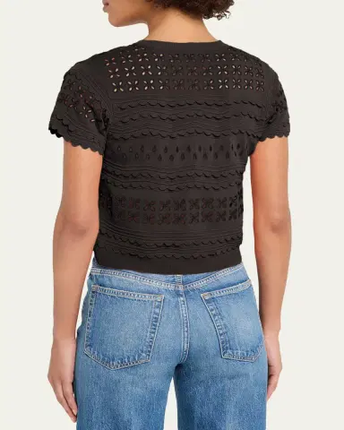 Ulla Johnson Abriana Eyelet Cropped Cardigan | Thumbnail 3 Ulla Johnson Abriana Eyelet Cropped Cardigan | Thumbnail 3