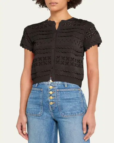 Ulla Johnson Abriana Eyelet Cropped Cardigan | Thumbnail 4 Ulla Johnson Abriana Eyelet Cropped Cardigan | Thumbnail 4