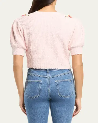 Cinq à Sept Millicent Trailing Flower Cropped Cardigan | Thumbnail 3 Cinq à Sept Millicent Trailing Flower Cropped Cardigan | Thumbnail 3