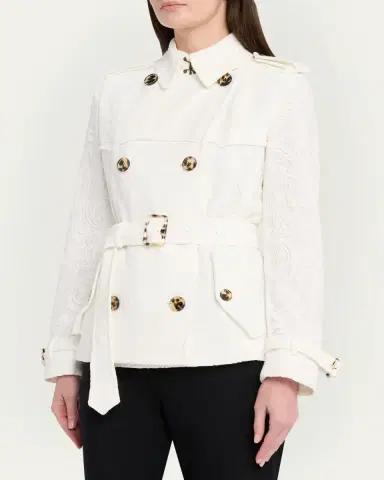 Burberry Foxfield Lace Double-Breasted Short Trench Jacket | Thumbnail 4 Burberry Foxfield Lace Double-Breasted Short Trench Jacket | Thumbnail 4