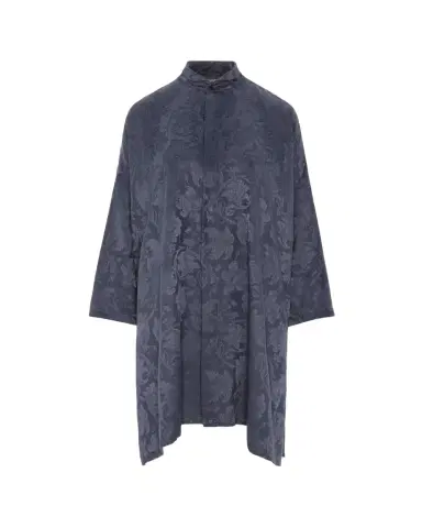 Eskandar Wide A-Line Double Stand Collar Shirt - Very Long Length With Slits | Thumbnail 1 Eskandar Wide A-Line Double Stand Collar Shirt - Very Long Length With Slits | Thumbnail 1