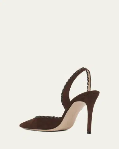Gianvito Rossi 85mm Whipstitch Suede Slingback Pumps | Thumbnail 2 Gianvito Rossi 85mm Whipstitch Suede Slingback Pumps | Thumbnail 2