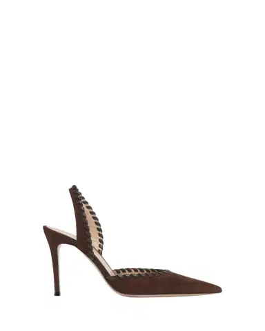 Gianvito Rossi 85mm Whipstitch Suede Slingback Pumps | Thumbnail 1 Gianvito Rossi 85mm Whipstitch Suede Slingback Pumps | Thumbnail 1