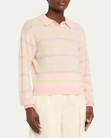 Guest in Residence Collegiate Striped Cashmere Polo | Thumbnail 4 Guest in Residence Collegiate Striped Cashmere Polo | Thumbnail 4