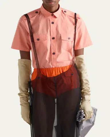 Prada Short-Sleeve Cotton Utility Shirt | Thumbnail 4 Prada Short-Sleeve Cotton Utility Shirt | Thumbnail 4