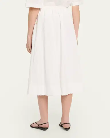 Vince Scallop-Trim Poplin Midi Skirt | Thumbnail 3 Vince Scallop-Trim Poplin Midi Skirt | Thumbnail 3