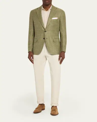 Kiton Men's Tonal Plaid Wool-Blend Single-Breasted Sport Coat | Thumbnail 2 Kiton Men's Tonal Plaid Wool-Blend Single-Breasted Sport Coat | Thumbnail 2