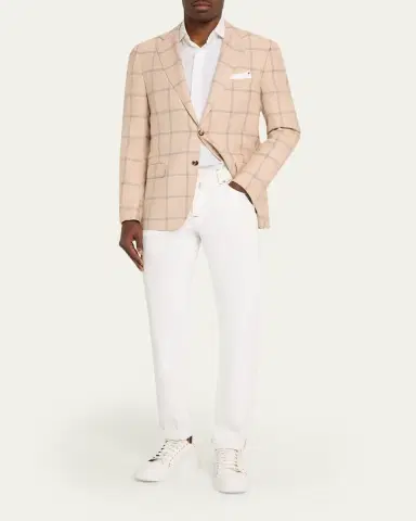 Kiton Men's Windowpane Cashmere Single-Breasted Sport Coat | Thumbnail 2 Kiton Men's Windowpane Cashmere Single-Breasted Sport Coat | Thumbnail 2
