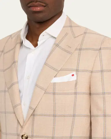 Kiton Men's Windowpane Cashmere Single-Breasted Sport Coat | Thumbnail 5 Kiton Men's Windowpane Cashmere Single-Breasted Sport Coat | Thumbnail 5
