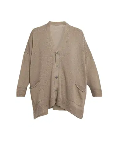 Eskandar Linen-Cotton V-Neck Cardigan - Long Length | Thumbnail 1 Eskandar Linen-Cotton V-Neck Cardigan - Long Length | Thumbnail 1