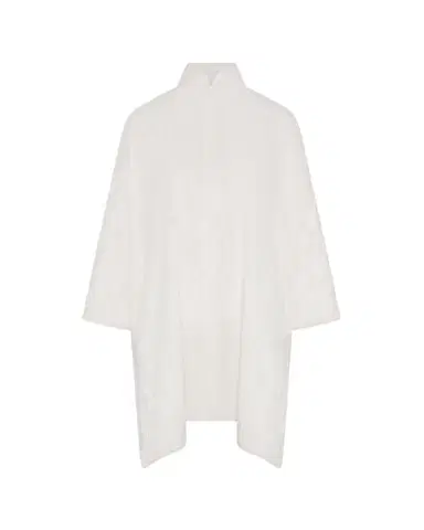 Eskandar Wide A-Line Double Stand Collar Shirt - Very Long Length With Slits | Thumbnail 1 Eskandar Wide A-Line Double Stand Collar Shirt - Very Long Length With Slits | Thumbnail 1