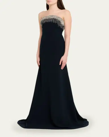 Naeem Khan Crystal Embroidered Strapless Trumpet Gown | Thumbnail 4 Naeem Khan Crystal Embroidered Strapless Trumpet Gown | Thumbnail 4