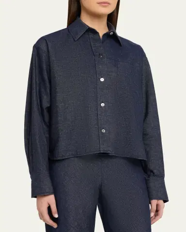 Vince Cropped Long-Sleeve Shirt | Thumbnail 4 Vince Cropped Long-Sleeve Shirt | Thumbnail 4