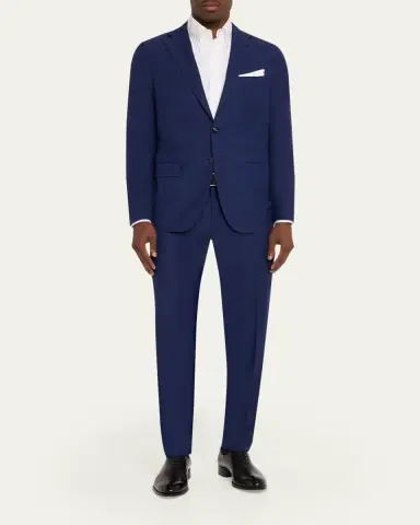 Kiton Men's Textured Check Wool and Silk Two-Piece Suit | Thumbnail 2 Kiton Men's Textured Check Wool and Silk Two-Piece Suit | Thumbnail 2