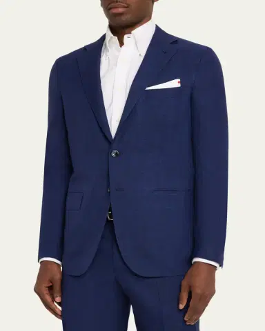Kiton Men's Textured Check Wool and Silk Two-Piece Suit | Thumbnail 4 Kiton Men's Textured Check Wool and Silk Two-Piece Suit | Thumbnail 4