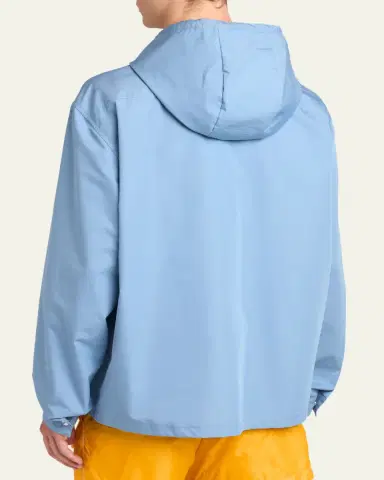 Moncler Men's Pocket-Logo Poplin Full-Zip Hoodie | Thumbnail 3 Moncler Men's Pocket-Logo Poplin Full-Zip Hoodie | Thumbnail 3