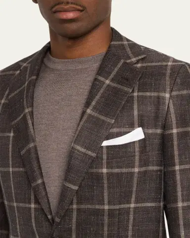 Kiton Men's Windowpane Cashmere and Silk Single-Breasted Sport Coat | Thumbnail 5 Kiton Men's Windowpane Cashmere and Silk Single-Breasted Sport Coat | Thumbnail 5